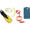 Salvas Sub Ultimate Set Snorkeling S/M - Maschera Snorkeling + Boccaglio Tubo Snorkel + Pinne Regolabili 36/41 + Boa di Segnalazione con Bandierina - Kit Snorkeling, Apnea ed Immersioni (Blu)