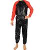 Generic Tuta Sauna Dimagrante Tuta Uomo Donna Completa Felpata Donna Tuta Sudorina Tuta per Sudare Sauna Giacca Pantaloni per Palestra Esercizio Cardio Jogging Running,Black Red,M