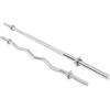 GORILLA SPORTS® Set di Bilanciere e Barra Curva - Bilanciere da 170cm, Curl Bar 120cm, Antiscivolo, 30mm, Collari a Spinlock o a Molla, Argento o Nero - Sbarra Curva, EZ Curl, Sollevamento