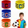 lokxmve 4 Pezzi Fascia da Capitano Calcio Fascia da Braccio per Capitano Elastico Fascia Capitano Calcio Regolabile Fascia Capitano Bambino Bracciale da Calcio Standard C per Bambini Adulti Molti Sport