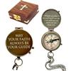 WOANIN Bussola in ottone anticato con incisione personalizzata con custodia in pelle, idea regalo per figlio, mamma, bambini, battesimo, compleanno, lavoro (personalizzabile)
