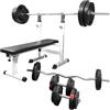 GORILLA SPORTS® Panca con Pesi - Pieghevole, Portabilanciere Regolabile in Altezza, 2 Bilancieri, 2 Manubri, 14 Dischi con Maniglia di Peso 100 kg - Panca Piana, Palestra, Multifunzione
