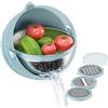 UTTKOJ Set scolapasta in acciaio inox con coperchio, ciotola e 3 accessori per grattugia, colore: blu