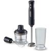 Ariete 601 Frullatore a Immersione con tritatutto, 700 W, 2 velocità, Lama in acciaio inox, Gamba removibile, Bicchiere trasparente, Dark Grey