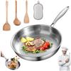 Ruileyou Padella Titanio, Padella Titanio Puro with Lid and Spatula, PadellainTitanio for Kitchen and Camping, Uncoated Frying Pan, Pro Hammered Non-Stick Pans for Any Hob (Senza coperchio, 24cm)
