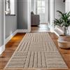 SIMPEX Passatoia Tappeto 80x150 cm Beige Scandi Boho Motivo a Quadri Effetto Alto-Basso Morbido Shaggy Pelo Lungo Soffice Robusto Facile da Pulire Moderno per Camera da Letto, Corridoio