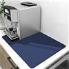 YQBFTC Tappetino Scolapiatti,Super Assorbente Tappetino Macchina Caffe,Tappetino Lavello Cucina Asciugatura Rapida con Supporto in Gomma Antiscivolo per Bancone Cucina 40x50cm Blu