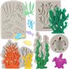 Sijiangmold Set di 5 stampi in silicone a tema marino, alghe, pesci marini, coralli, tartarughe marine, per decorare torte, cioccolato, caramelle, cupcake, topper in argilla polimerica