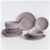IlGruppone 18 Piatti, 6 Coperti Completi - Servizio da Tavola in Gres Porcellana Smaltato, Piatti con Certificazione Contatto Alimentare per Microonde e Lavastoviglie - Design Moderno, Glicine