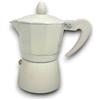 Generico Caffettiera Moka Classica Disponibile in Versioni da 1, 2 o 3 Tazze Design Elegante in Alluminio Verniciato Manico Ergonomico Antiscottatura Effetto Legno, Caffè Italiano (Crema - 3 tazze)