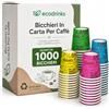 ecodrinks 1000 Bicchieri Caffe Carta Da 75ml - Set Bicchierini Monouso per Bevande Calde/Fredde - Biodegradabili, Eco-friendly e Made in Italy, Arcobaleno