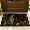 Generic Zerbino con strega e animali della foresta, per ingresso esterno e interno, decorazione rustica per Halloween, in gomma, antiscivolo, assorbe la polvere, facile da pulire, 73 x 43 cm