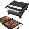 STARLYF Chef O Matic piastra elettrica per cucinare Multigrill, bistecchiera elettrica antiaderente, Griglia multifunzione per panini maker da 2000W con 2 piani di cottura 33.5 * 33.5cm.
