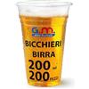 G.M. DISTRIBUZIONE 200 Bicchieri Birra da 200ml in PET Trasparente, Bicchieri Usa e Getta per Birra, Bicchieri Monouso per Bar e Lounge Bar
