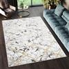 TAPISO Shine Tappeto Soggiorno Pelo Corto Filo Dorato Design Moderno Motivo Astratto Geometrico Sfumato Quadrati Tonalità Ivory Salotto Camera Letto Sala Ufficio OEKO-TEX 160 x 220 cm