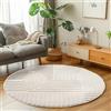 Carpetsale24 tappeto rotondo 80 cm crema a pelo alto, morbido e soffice, stile boho scandinavo, shaggy a pelo lungo, facile da pulire con retro in juta