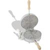 CBE Elettrodomestici Biscottiera Elettrica con Motivo Floreale MOD. 8030100, Piastra per Waffle e Cialde Sottili Decorate, 4 Spicchi Divisibili, Piastre Antiaderenti con Manici in Legno