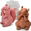 Japleed Stampo in silicone a forma di scoiattolo, carino scoiattolo per candele, sapone, stampi 3D a forma di animale per torte, fondente e cioccolato, kit di stampi per resina epossidica per