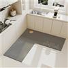 Treer Tappeto Cucina Forma a L Antiscivolo Lavabile, Tappeto Runner per Cucina in Diatomite Moderni Tappetino Diatomite Assorbente Passatoia Corridoio per Ingresso Bagno (100 * 100cm,Gatto carino)