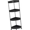 FytStycale Scaffale D'angolo Mobile per Bagno con Capacità di Archiviazione, Nero a 4 Livelli