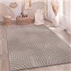 Paco Home Tappeto Soggiorno Camera da letto a pelo alto Morbido Uni 3D Look Facile da curare Design moderno Taupe, Dimensione:200x280 cm
