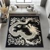 Generic Tappeti Antiscivolo Orientale Stile Cinese Fantasy Stampa per Camera Dei Bambini Corridoio, Nero Pelo Corto Tappeti per Interno e Esterno, Soffice Flanella Scendiletto 120 x 180 cm
