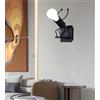 TOT ELECTRIC Applique da parete omino uomo salta alzato Nero attacco E27 lampada particolare moderno per camera cameretta bambini