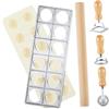 MagiDeal Ravioli Maker Press Set con 12 Fori Tagliapasta Stampo Rullo in Legno Kit Stampi Pasta Utensili Cucina Resistenti per La Preparazione E Creazione di P, Argento
