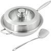 STI WOK padella saltapasta Millennium con coperchio Tipo1 induzione 32cm Acciaio INOX 304 Certificata PFAS Free facile da pulire lavastoviglie STICOOK