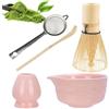 XEISYO 5 Pezzi Matcha Whisk Kit, Frustino Matcha, Ciotola, Cucchiaio Tradizionale, Supporto per Frusta Matcha, Filtro, Cerimonia Giapponese (Pink)