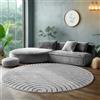 SIMPEX Tappeto Rotondo 160 cm Grigio Pelo Alto Design Scandi Boho Effetto Alto-Basso Morbido Shaggy Pelo Lungo Soffice Robusto Facile da Pulire Moderno per Camera da Letto