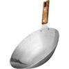 SHINEOFI Wok Da Cucina in Acciaio Inox 22 Cm Con Manico in Legno Multifunzionale Per Fornello Casalingo, Padella Wok Tradizionale Per Cucina Domestica e Fritture Versatili