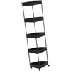 KESOTO Scaffale D'angolo con Ruote Da Bagno, Black a 5 Livelli