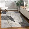 Paco Home Tappeto Soggiorno Camera da letto moderno a pelo corto lucido motivo palma disegno floreale geometrico effetto alto-basso 3D, Dimensione:240x340 cm, Colore:Grigio