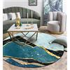 makeups58 Home Tappeto Rotondo Moderno Tappeto Area Tappeto Soggiorno Grande Tappeto Dipinto di paesaggio dorato astratto verde blu, ø 180 cm