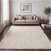 Paco Home Tappeto da soggiorno moderno a pelo corto stile scandinavo Japandi Panglao Monocolore Effetto alto-basso Motivo astratto Effetto 3D Vello morbido Crema, Dimensione:160x220 cm