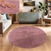 Paco Home Tappeto Salotto e Camera da Letto Moderno a Pelo Corto - Morbido, Lavabile, Antiscivolo, in Finta Pelliccia, Dimensione:80 cm tondo, Colore:Viola Rosa