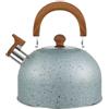 LVYXON Bollitore a fischio martellato in acciaio inossidabile, con manico in legno, grande capacità 2L/3L/4L, fondo piatto per fornelli a induzione e a gas (blu)