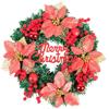 Folpus Ghirlanda di Natale per porte, fiore di Poinsettia artificiale, ghirlanda di foglie verdi per le feste, Rosso 30cmx8cm