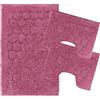 SaRani Set Tappeti Bagno Tris 3 Pezzi Doccia Bidet Water Foglia Colori (Fucsia)