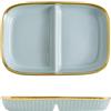 OnePines Piatti Ceramica con Scomparti, Piatto Diviso in 2, Piatto Dieta per il Controllo Delle Porzioni, per Feste, Colazione, Snack, Dessert, Insalate, Lunghezza: 23.8cm/9.37 inch