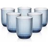 MECSAL CASALINGHI Set 6 Bicchieri Vetro Rigato 300 ml - Bicchieri Acqua e Cocktail Design Moderno, Bicchieri Colorati Eleganti per Tavola e Cucina, Resistenti Lavastoviglie, Tumbler in Vetro (Blu)