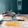 KTYUTJDH Tappeto Soggiorno Camera da letto Salotto,Design moderno blu navy giallo ocra, blu ottanio arancione, grigio kaki,Blue,Rectangular 140 x 200 cm