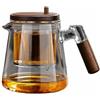 Generic Teiera in vetro trasparente da 650 ml, teiera da cucina con manico in legno, bollitore da caffè (stile 1 trasparente)