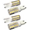 A2ZWORLD 4 Pezzi Lampadina LED G9 220V, 4W 400LM, Bianco Caldo 3000K, 32 SMD 2835, Luce 360°, Ø15x44mm, per Plafoniere Lampade Decorative e Faretti