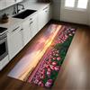 Generic Rosa Tappeto Runner 50 x 220 cm campi di tulipani Tappeto Cucina Antiscivolo Passatoia Antimacchia Multiuso Casa Corridoio