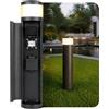 SSC-LUXon Paliso, colonna di energia da giardino con luce e 2 prese, per esterni, colore nero, IP44, con G9 3 W, luce bianca calda