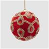 EDG Enzo De Gasperi Sfera Pallina Albero di Natale 10cm Velluto con Gemme Rosso