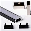 AFTERTECH 1x 3metri 1506N 15x6mm PROFILO ALLUMINIO NERO PER STRISCE STRIP LED BARRA RIGIDA 3MT + COPERTURA (1x 3metri 1506nero fog)