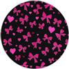 Generic 60 cm Nero Rosa Tappeto Rotondo Salotto, Carino Cartone Animato Cuore Fiocco Stampa, Morbido Tappetini Antiscivolo Tappeto per Bambini Cameretta Cucina Balcone Tappet Tavolino